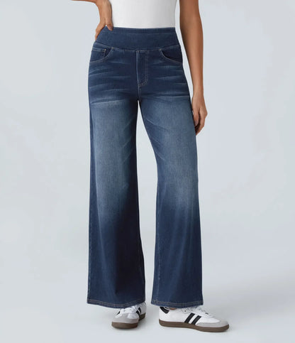 Jeans Flex™ Denim anchos elásticos de tiro alto con múltiples bolsillos
