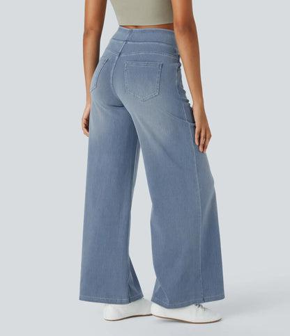 Jeans Flex™ Denim anchos elásticos de tiro alto con múltiples bolsillos