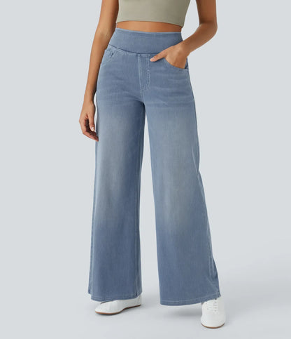 Jeans Flex™ Denim anchos elásticos de tiro alto con múltiples bolsillos