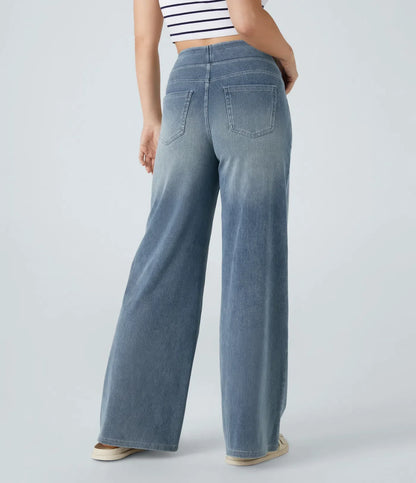Jeans Flex™ Denim anchos elásticos de tiro alto con múltiples bolsillos