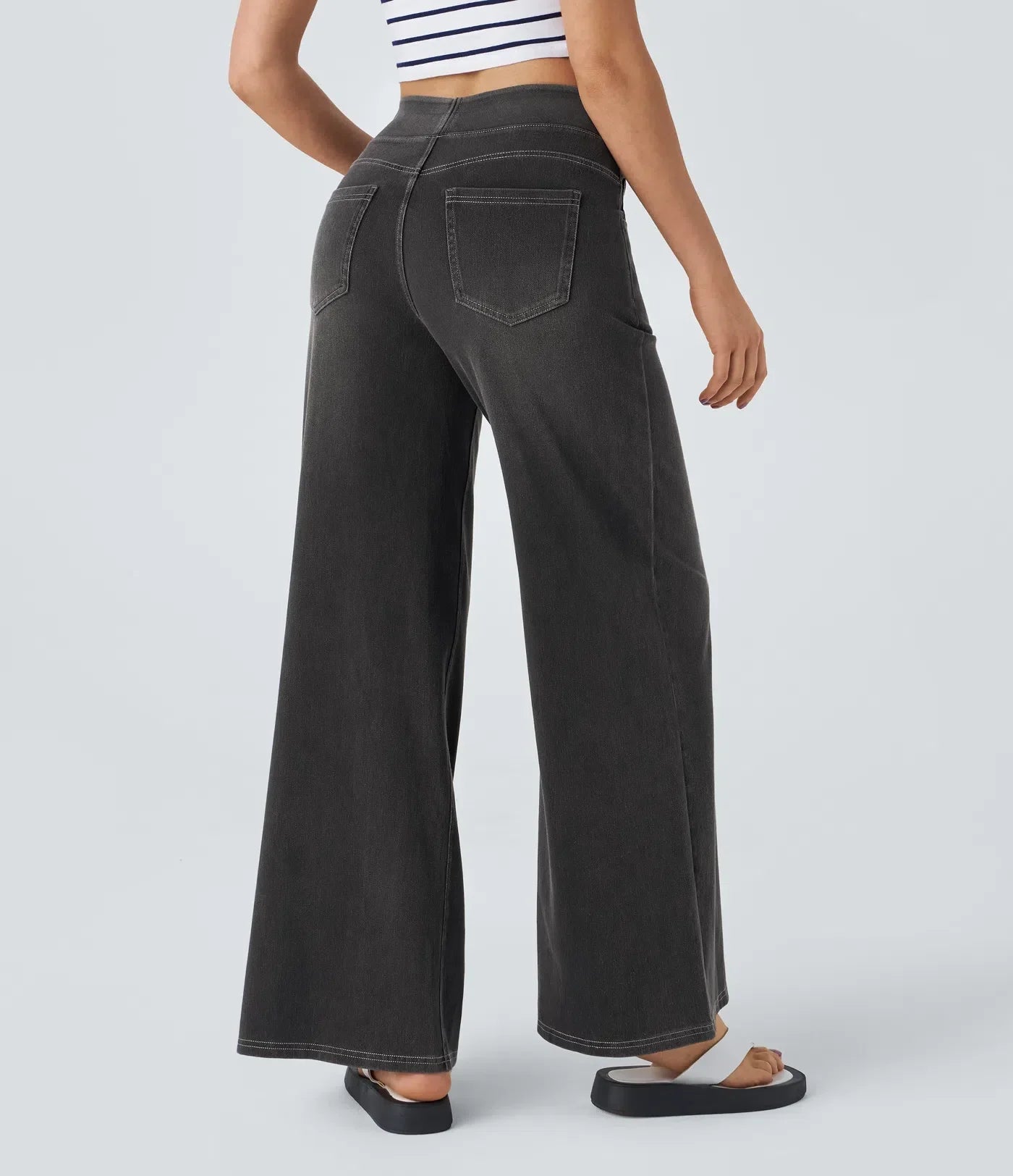 Jeans Flex™ Denim anchos elásticos de tiro alto con múltiples bolsillos