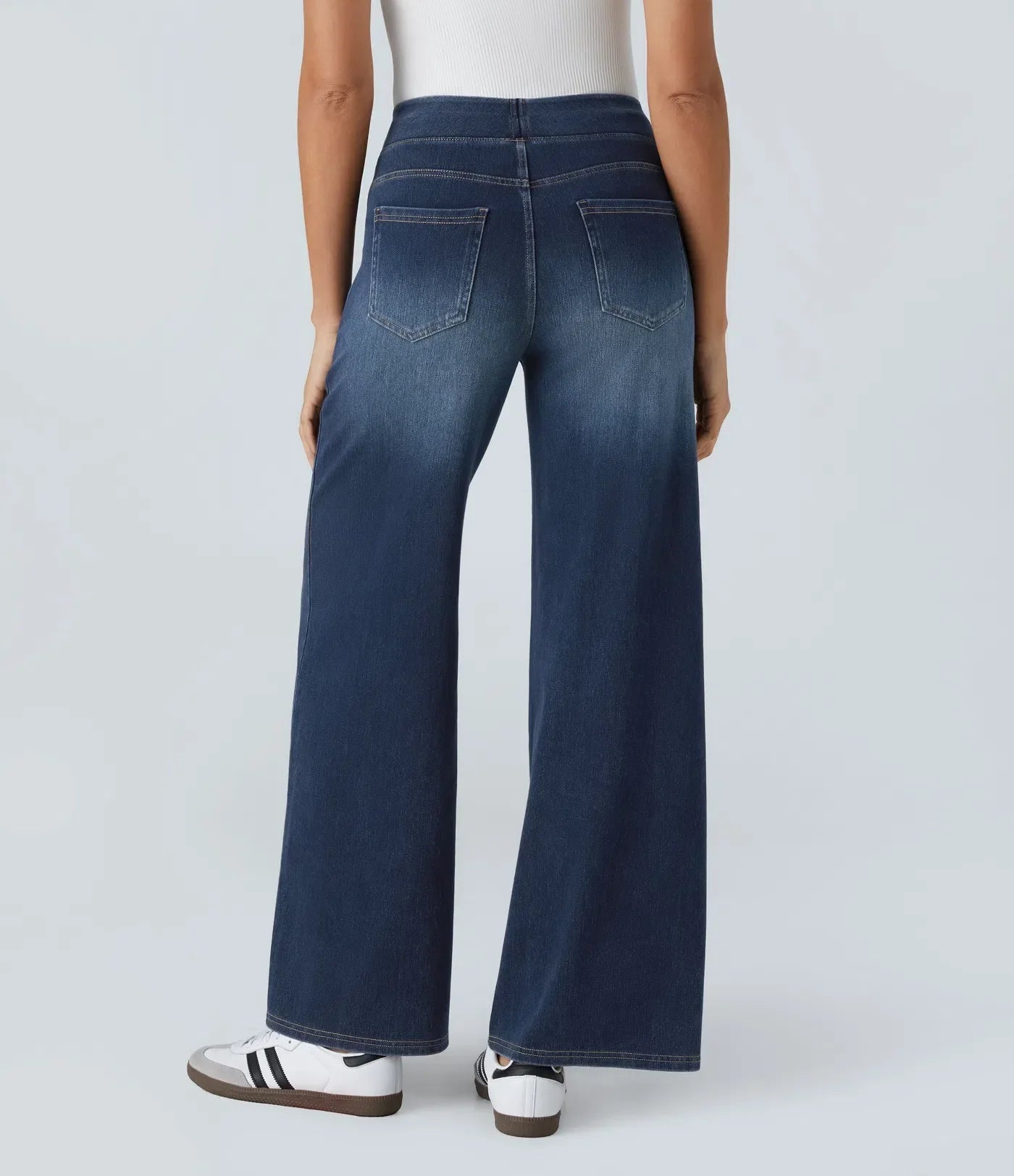 Jeans Flex™ Denim anchos elásticos de tiro alto con múltiples bolsillos