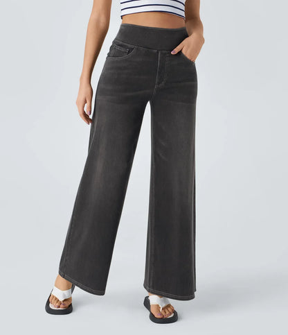 Jeans Flex™ Denim anchos elásticos de tiro alto con múltiples bolsillos