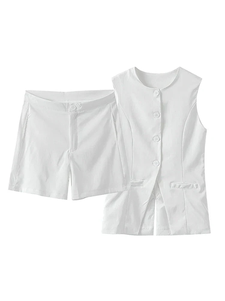 Conjunto de 2 piezas con bolsillos y botones